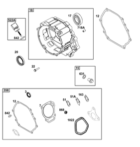 Crankcase Cover/Sump And Lubrication Group Diagram and Parts List for 25U135-0002-G1 200000 - 399999 Briggs and Stratton Engine